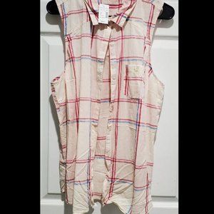 NWT XXL Maurices Plaid Button Tank Top